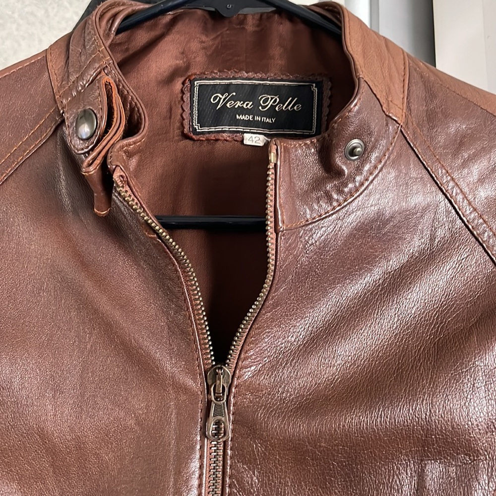 brown vera pelle italian leather jacket - Picture 3 of 3